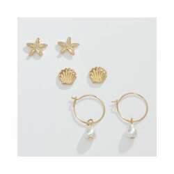 Item 418308 thumbnail Gold Trio With Pearl Hoops Earrings