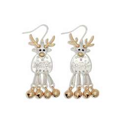 Item 418404 thumbnail Two Tone Reindeer With Bell Earrings
