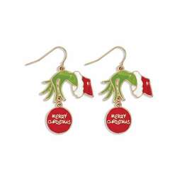 Item 418426 thumbnail Green Hand With Ornament Earrings