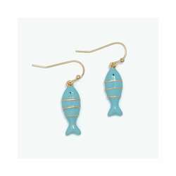 Item 418461 thumbnail Blue Enamel Fish In Gold Earrings