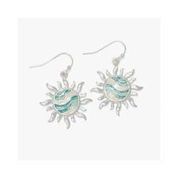 Item 418919 thumbnail Silver Suns With Aqua Waves Earrings