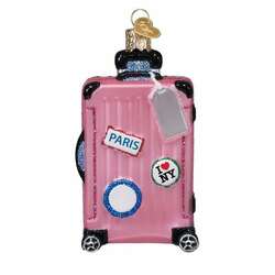 Item 425347 thumbnail Pink Rolling Suitcase Ornament