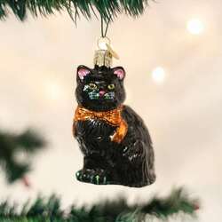 Item 425599 thumbnail Halloween Kitty With Orange Bow Ornament