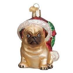 Item 425791 thumbnail Holly Hat Pug Ornament