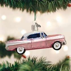 Item 425952 thumbnail Pink and White Classic Car Ornament