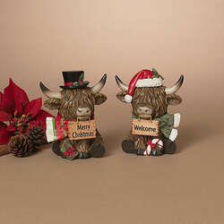 Item 431162 thumbnail Holiday Highland Cow With Sign Figure