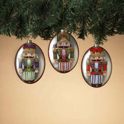 Item 431214 Glass Oval Disc Nutcracker Ornament