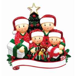 Item 459267 thumbnail Family of 4 Opening Presents Ornament