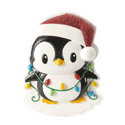 Item 459718 thumbnail Penguin With Red Cap Tangled In Lights Ornament