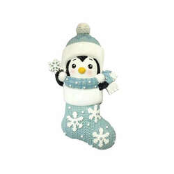 Item 459726 thumbnail Penguin In Snowflake Stocking Blue Ornament