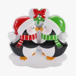 Item 459789 thumbnail Cute Mistletoe With Kissing Penguins Ornament