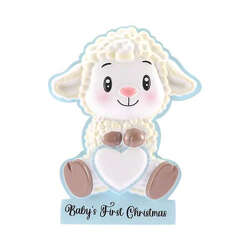 Item 459809 thumbnail Baby Lamb With Heart Blue Ornament