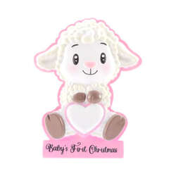 Item 459810 thumbnail Baby Lamb With Heart Pink Ornament