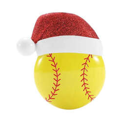 Item 459821 thumbnail Softball With Santa Hat Ornament
