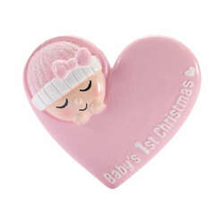 Item 459842 thumbnail Cute Baby With Cap In Heart Pink Ornament