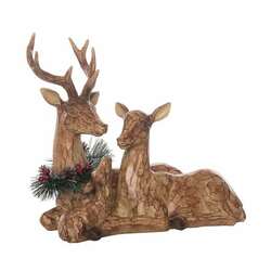 Item 501504 thumbnail Carved Laying Reindeer Couple Figure