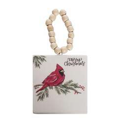 Item 501521 thumbnail Ceramic Cardinal Ornament With Bead Hanger