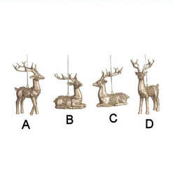 Item 501698 Gold Ornate Reindeer Ornament