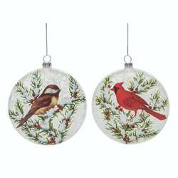 Item 502008 thumbnail Glass Painted Winter Bird Ornament