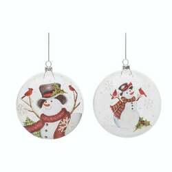 Item 502020 Glass Snowman With Bird Ornament