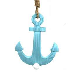 Item 516350 Blue & White Anchor Wall Hook Plaque