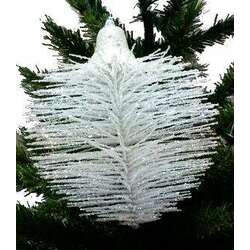 Item 520046 White Glittered Spiky Ball Ornament