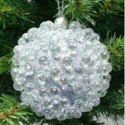 Item 520050 Silver Beaded Ball Ornament