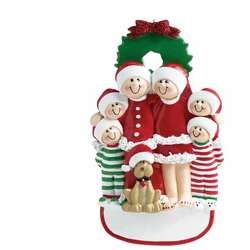 Item 525185 thumbnail Christmas Family Of 6 With Dog Ornament