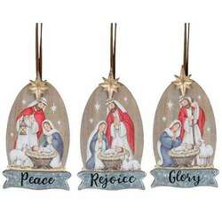 Item 527006 Wood Nativity Scene Ornament