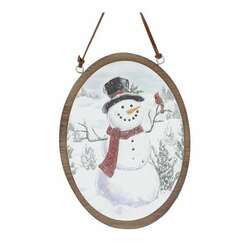 Item 527089 thumbnail Oval Layered Snowman With Cardinal Ornament