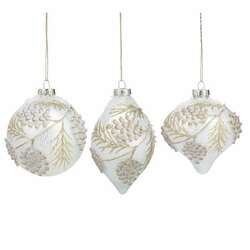 Item 527185 White Raised Pinecone Ornament