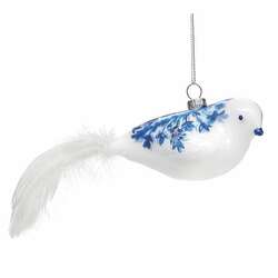 Item 527200 thumbnail Blue And White Bird With Feather Tail Ornament