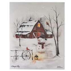 Item 558110 thumbnail Barnyard Snowman Lighted Canvas