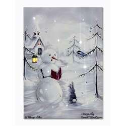 Item 558275 thumbnail Tabletop Caroling Snowman Lighted Canvas