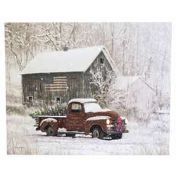 Item 558375 thumbnail Red Truck And Barn Lighted Canvas