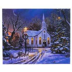Item 558411 thumbnail Lighted Canvas Church With Lamp