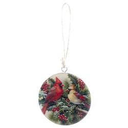 Item 558809 thumbnail Wood Printed Cardinals Ornament