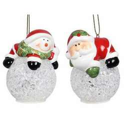 Item 601093 Lighted Winter Whimsy Santa/Snowman Ornament
