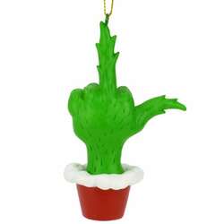 Item 685039 thumbnail Green Hand Giving Middle Finger Naughty Ornament