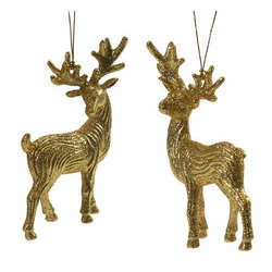 Item 805002 Gold Glitter Reindeer Ornament
