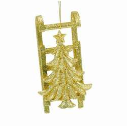 Item 805010 thumbnail Gold Glitter Sled Ornament