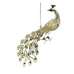 Item 805017 Glittered Gold Peacock Ornament