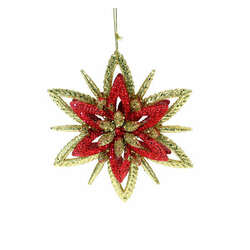 Item 805022 Red/Gold Glitter Snowflake Ornament