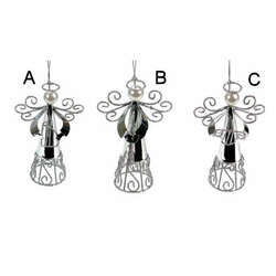 Item 808013 Silver Angel With Instrument Ornament