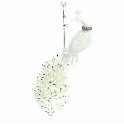 Item 808072 White/Silver Peacock Ornament