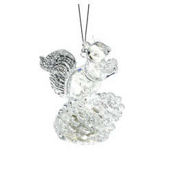 Item 812001 thumbnail Lighted Battery Operated Clear Squirrel On Pine Cone Ornament