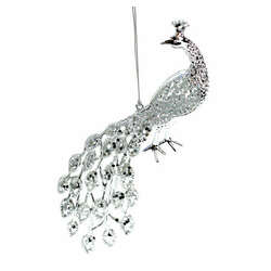 Item 818011 Silver Peacock Ornament