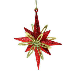 Item 818016 thumbnail Gold/Red Glitter Star Ornament