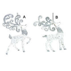 Item 818022 Clear/Glitter Reindeer Ornament