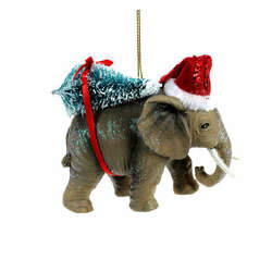 Item 820020 thumbnail Elephant With Santa Hat and Gifts Ornament